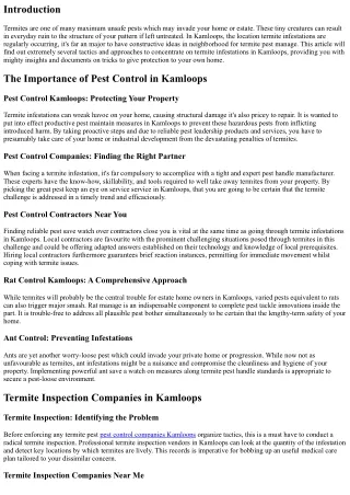 Termite Pest Control: Effective Strategies for Termite Infestations in Kamloops