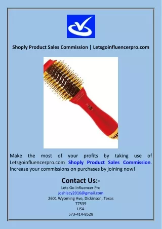 Shoply Product Sales Commission  Letsgoinfluencerpro.com