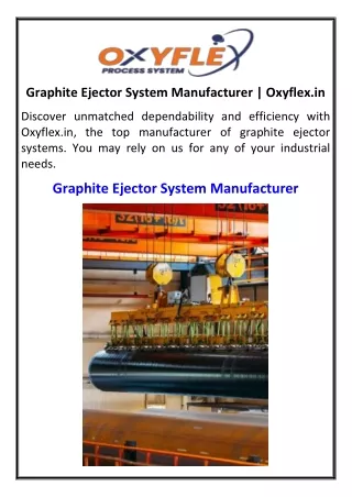 Graphite Ejector System Manufacturer | Oxyflex.in