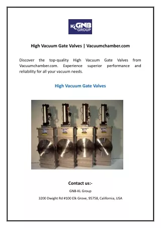 High Vacuum Gate Valves Vacuumchamber