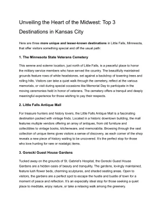 UntitledUnveiling the Heart of the Midwest: Top 3 Destinations in Kansa document