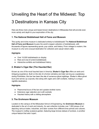 Unveiling the Heart of the Midwest: Top 3 Destinations in Milwaukee