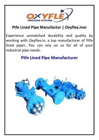 Ptfe Lined Pipe Manufactur | Oxyflex.iner