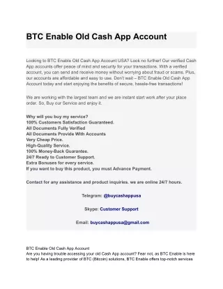 BTC Enable Old Cash App Account