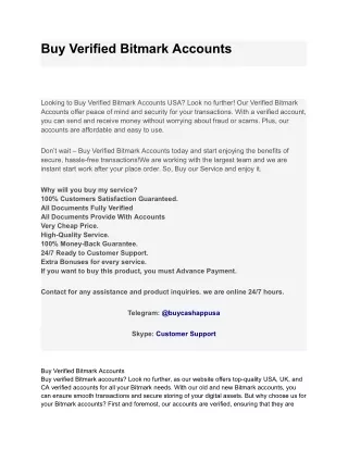Buy Verified Bitmark Accounts