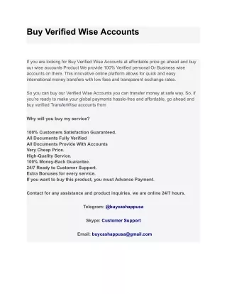 Buy Verified Wise Accounts