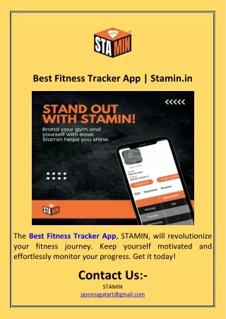 Best Fitness Tracker App  Stamin.in