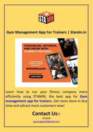 Gym Management App For Trainers  Stamin.in