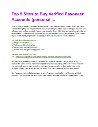 top 5 sites to buy verified payoneer accounts