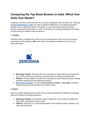 Compare Top Stock Brokers in India