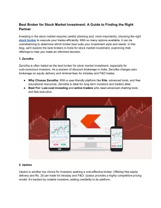 Best broker for stock market investment