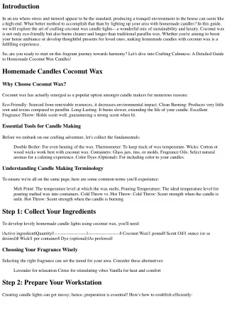 Crafting Tranquility: A Step-by-Step Guide to Homemade Coconut Wax Candles