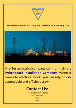 Switchboard Installation Company  Teslaelectricalcompany.com