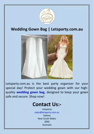 Wedding Gown Bag  Letsparty.com.au