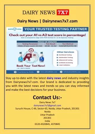 Dairy News  Dairynews7x7.com