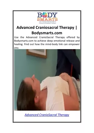 Advanced Craniosacral Therapy Bodysmarts.com