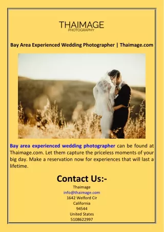 Bay Area Experienced Wedding Photographer  Thaimage.com