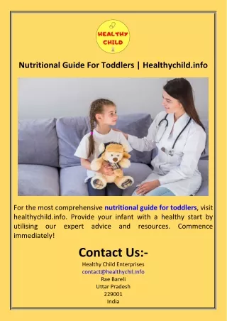Nutritional Guide For Toddlers  Healthychild.info