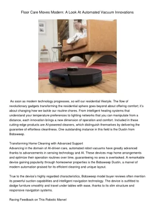 FloorCareMovesModernALookAtAutomatedVacuumInnovations
