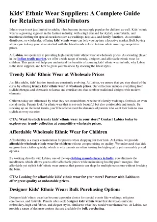 kids' ethnic wear suppliers - Labisa