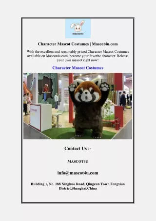 Character Mascot Costumes Mascot4u.com