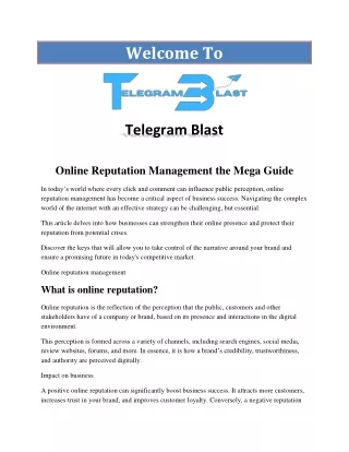 Online Reputation Management the Mega Guide
