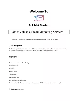Other Valuable Email Marketing Services
