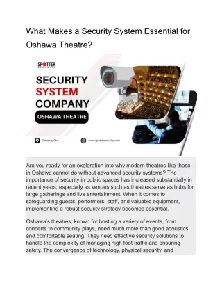 What Makes a Security System Essential for Oshawa Theatre