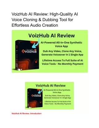 VoizHub AI Review: High-Quality AI Voice Cloning & Dubbing Tool