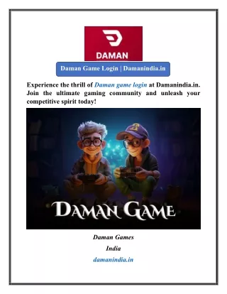 Daman Game Login  Damanindia.in