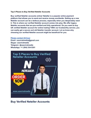 Top 5 Places to Buy Verified Neteller Accounts