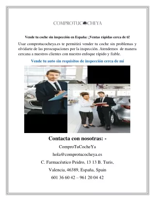 Vende tu coche sin inspección en España Ventas rápidas cerca de ti!