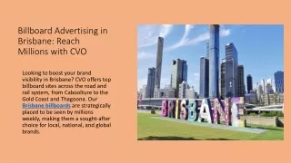 Billboard Advertising in Brisbane Reach Millions with CVO