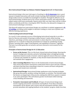 how instructional design can enhance student