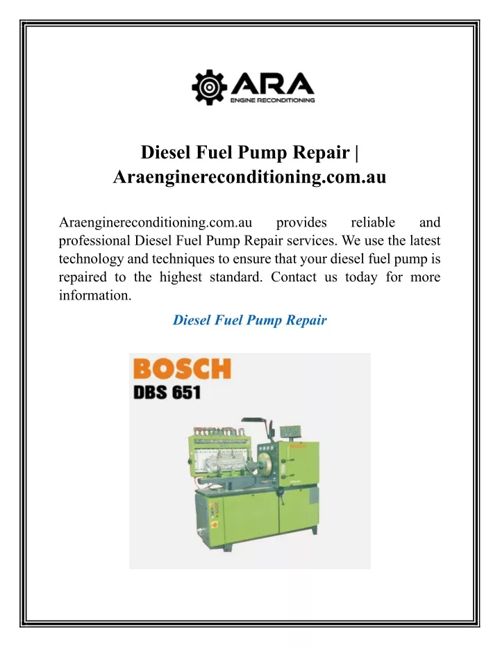 diesel fuel pump repair araenginereconditioning