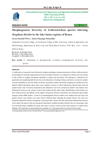 Morphogenetic diversity of Colletotrichum species infecting Sorghum bicolor