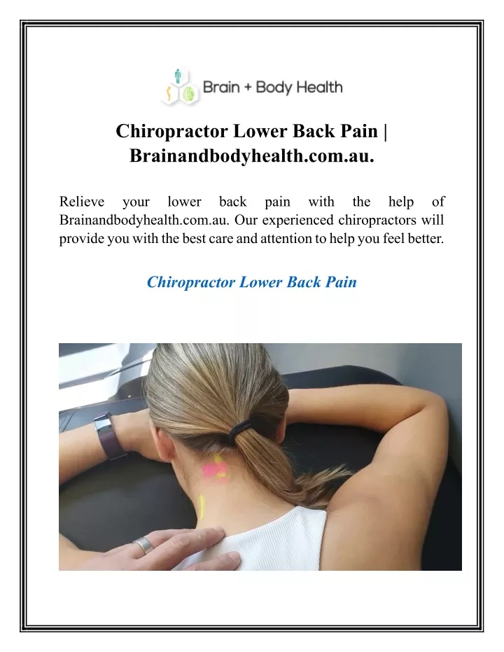 chiropractor lower back pain brainandbodyhealth