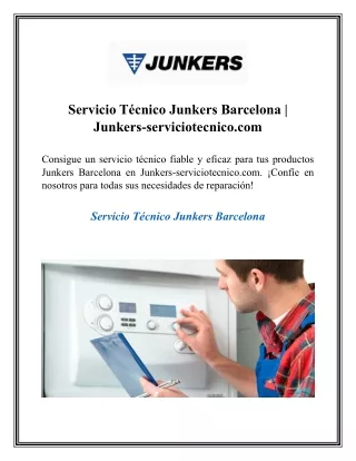 Servicio Técnico Junkers Barcelona  Junkers-serviciotecnico.com