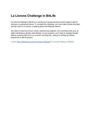 la llorona challenge in bitlife