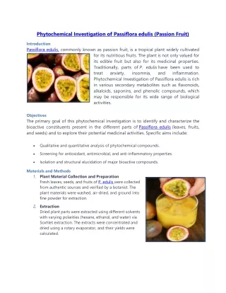 phytochemical investigation of passiflora edulis