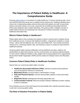 The Importance of Patient Safety in Healthcare_ A Comprehensive Guide