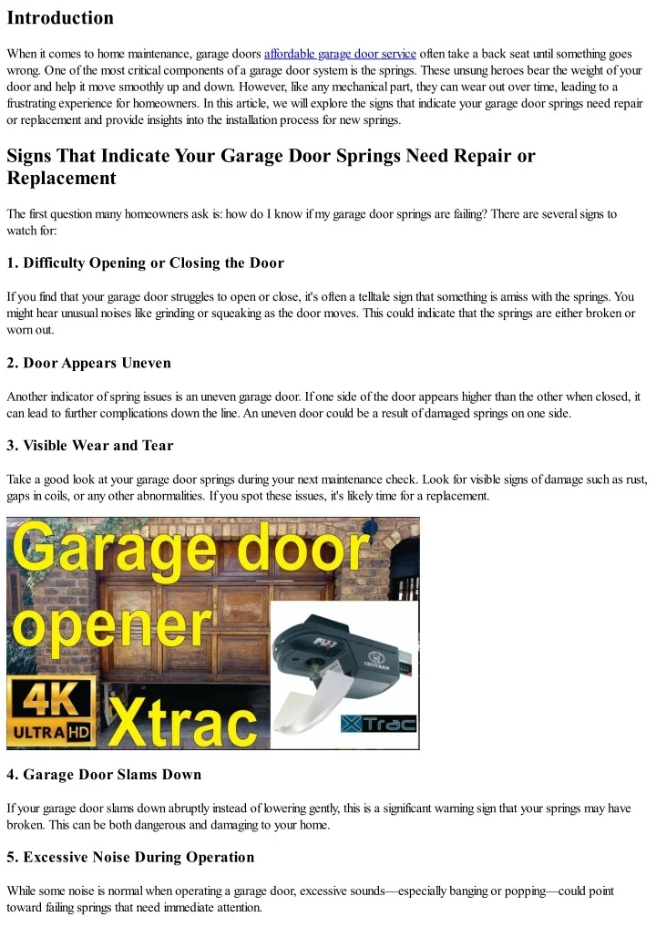 PPT “Signs That Indicate Your Garage Door Springs Need Repair or