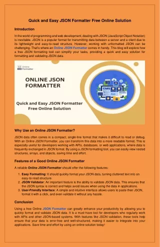 Quick and Easy JSON Formatter Free Online Solution