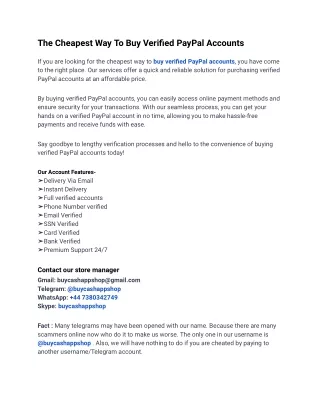 Most Attractive Site To Buy Verified PayPal Accounts