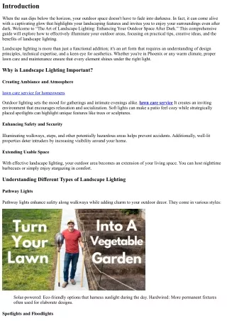 “The Art of Landscape Lighting: Enhancing Your Outdoor Space After Dark”