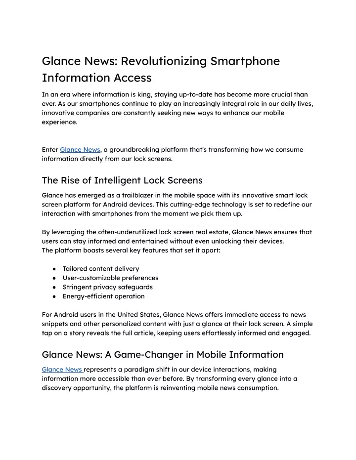 glance news revolutionizing smartphone