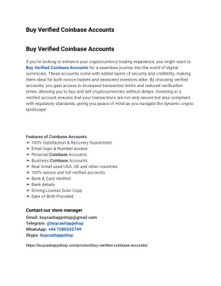 Most Attractive Site To Buy Verified Coinbase Accounts