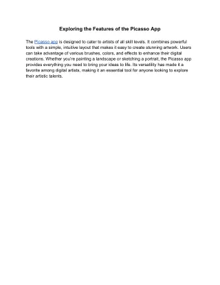 Exploring the Features of the Picasso App