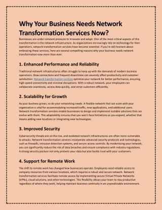 Why Your Business Needs Network Transformation Services Now