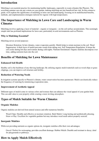The Importance of Mulching in Lawn Care and Landscaping in Warm Climates